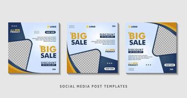 Set of editable square banner templates with photo collage. Suitable for Social Media Post and Online Advertising, Event, and etc. Vector Illustration.