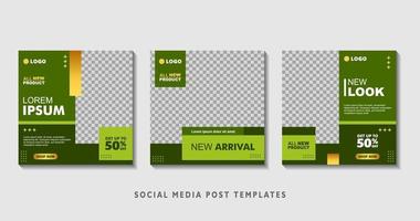 Set of editable square banner templates with photo collage. Suitable for Social Media Post and Online Advertising, Event, and etc. Vector Illustration.