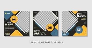 Set of editable square banner templates with photo collage. Suitable for Social Media Post and Online Advertising, Event, and etc. Vector Illustration.