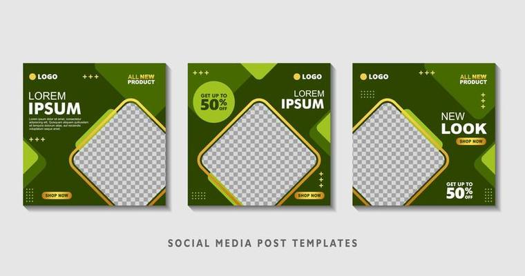 Set of editable square banner templates with photo collage. Suitable for Social Media Post and Online Advertising, Event, and etc. Vector Illustration.