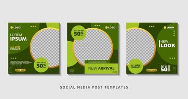 Set of editable square banner templates with photo collage. Suitable for Social Media Post and Online Advertising, Event, and etc. Vector Illustration.