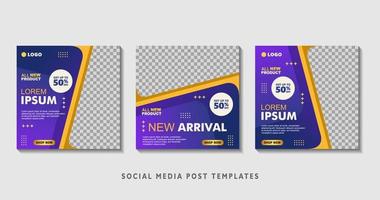 Set of editable square banner templates with photo collage. Suitable for Social Media Post and Online Advertising, Event, and etc. Vector Illustration.