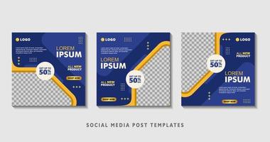 Set of editable square banner templates with photo collage. Suitable for Social Media Post and Online Advertising, Event, and etc. Vector Illustration.