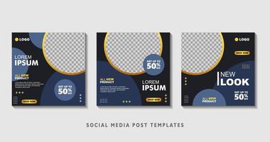 Set of editable square banner templates with photo collage. Suitable for Social Media Post and Online Advertising, Event, and etc. Vector Illustration.