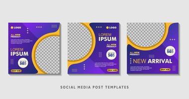 Set of editable square banner templates with photo collage. Suitable for Social Media Post and Online Advertising, Event, and etc. Vector Illustration.