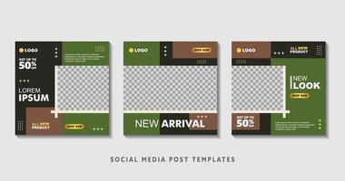 Set of editable square banner templates with photo collage. Suitable for Social Media Post and Online Advertising, Event, and etc. Vector Illustration.