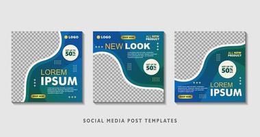 Set of editable square banner templates with photo collage. Suitable for Social Media Post and Online Advertising, Event, and etc. Vector Illustration.