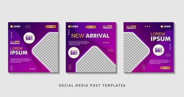 Set of editable square banner templates with photo collage. Suitable for Social Media Post and Online Advertising, Event, and etc. Vector Illustration.