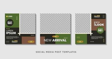 Set of editable square banner templates with photo collage. Suitable for Social Media Post and Online Advertising, Event, and etc. Vector Illustration.