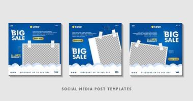 Set of editable square banner templates with photo collage. Suitable for Social Media Post and Online Advertising, Event, and etc. Vector Illustration.