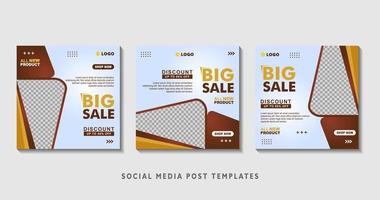 Set of editable square banner templates with photo collage. Suitable for Social Media Post and Online Advertising, Event, and etc. Vector Illustration.