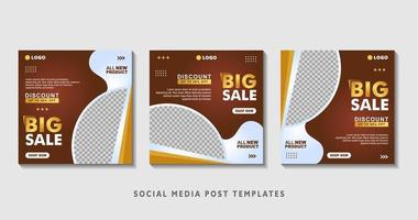 Set of editable square banner templates with photo collage. Suitable for Social Media Post and Online Advertising, Event, and etc. Vector Illustration.