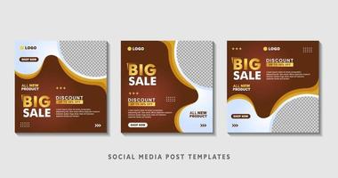 Set of editable square banner templates with photo collage. Suitable for Social Media Post and Online Advertising, Event, and etc. Vector Illustration.