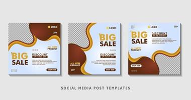 Set of editable square banner templates with photo collage. Suitable for Social Media Post and Online Advertising, Event, and etc. Vector Illustration.