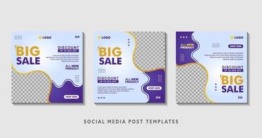 Set of editable square banner templates with photo collage. Suitable for Social Media Post and Online Advertising, Event, and etc. Vector Illustration.