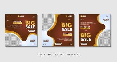 Set of editable square banner templates with photo collage. Suitable for Social Media Post and Online Advertising, Event, and etc. Vector Illustration.