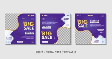 Set of editable square banner templates with photo collage. Suitable for Social Media Post and Online Advertising, Event, and etc. Vector Illustration.