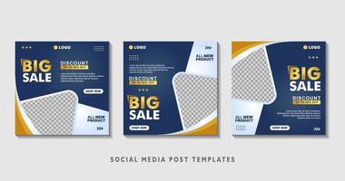 Set of editable square banner templates with photo collage. Suitable for Social Media Post and Online Advertising, Event, and etc. Vector Illustration.