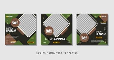 Set of editable square banner templates with photo collage. Suitable for Social Media Post and Online Advertising, Event, and etc. Vector Illustration.