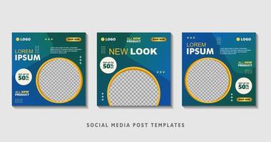 Set of editable square banner templates with photo collage. Suitable for Social Media Post and Online Advertising, Event, and etc. Vector Illustration.