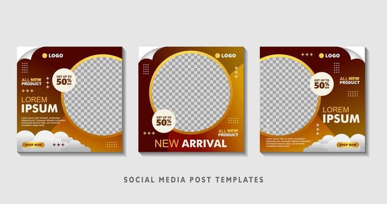 Set of editable square banner templates with photo collage. Suitable for Social Media Post and Online Advertising, Event, and etc. Vector Illustration.