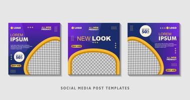 Set of editable square banner templates with photo collage. Suitable for Social Media Post and Online Advertising, Event, and etc. Vector Illustration.