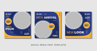 Set of editable square banner templates with photo collage. Suitable for Social Media Post and Online Advertising, Event, and etc. Vector Illustration.