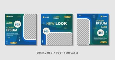 Set of editable square banner templates with photo collage. Suitable for Social Media Post and Online Advertising, Event, and etc. Vector Illustration.