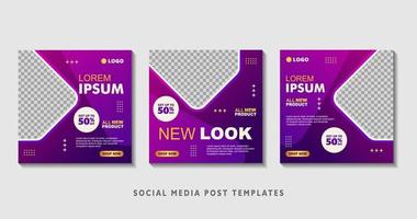 Set of editable square banner templates with photo collage. Suitable for Social Media Post and Online Advertising, Event, and etc. Vector Illustration.