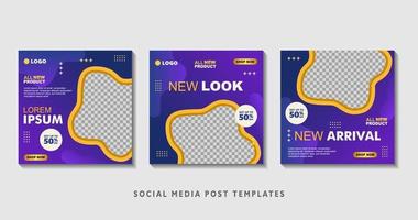 Set of editable square banner templates with photo collage. Suitable for Social Media Post and Online Advertising, Event, and etc. Vector Illustration.