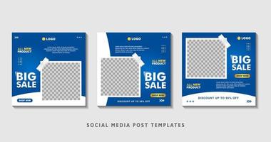 Set of editable square banner templates with photo collage. Suitable for Social Media Post and Online Advertising, Event, and etc. Vector Illustration.