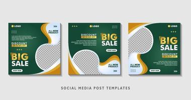 Set of editable square banner templates with photo collage. Suitable for Social Media Post and Online Advertising, Event, and etc. Vector Illustration.