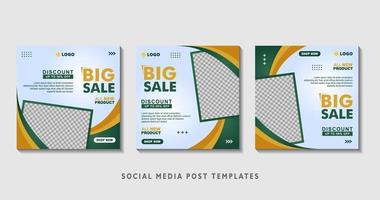 Set of editable square banner templates with photo collage. Suitable for Social Media Post and Online Advertising, Event, and etc. Vector Illustration.