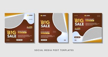 Set of editable square banner templates with photo collage. Suitable for Social Media Post and Online Advertising, Event, and etc. Vector Illustration.