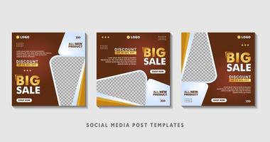 Set of editable square banner templates with photo collage. Suitable for Social Media Post and Online Advertising, Event, and etc. Vector Illustration.