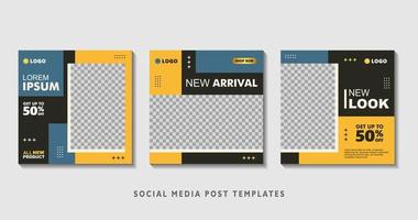 Set of editable square banner templates with photo collage. Suitable for Social Media Post and Online Advertising, Event, and etc. Vector Illustration.