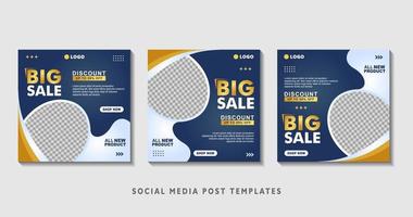 Set of editable square banner templates with photo collage. Suitable for Social Media Post and Online Advertising, Event, and etc. Vector Illustration.