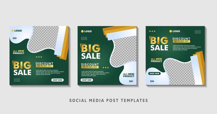 Set of editable square banner templates with photo collage. Suitable for Social Media Post and Online Advertising, Event, and etc. Vector Illustration.