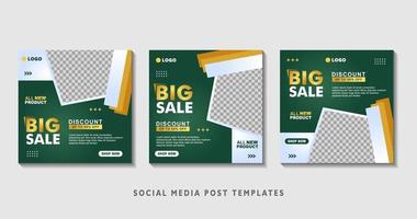 Set of editable square banner templates with photo collage. Suitable for Social Media Post and Online Advertising, Event, and etc. Vector Illustration.