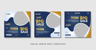 Set of editable square banner templates with photo collage. Suitable for Social Media Post and Online Advertising, Event, and etc. Vector Illustration.