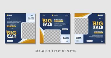 Set of editable square banner templates with photo collage. Suitable for Social Media Post and Online Advertising, Event, and etc. Vector Illustration.