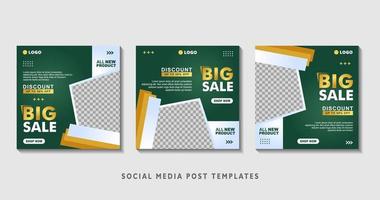 Set of editable square banner templates with photo collage. Suitable for Social Media Post and Online Advertising, Event, and etc. Vector Illustration.