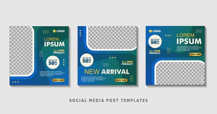 Set of editable square banner templates with photo collage. Suitable for Social Media Post and Online Advertising, Event, and etc. Vector Illustration.