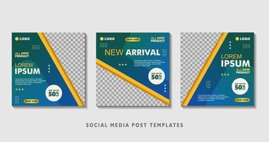 Set of editable square banner templates with photo collage. Suitable for Social Media Post and Online Advertising, Event, and etc. Vector Illustration.