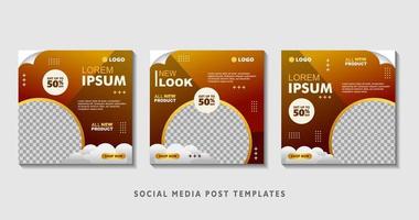 Set of editable square banner templates with photo collage. Suitable for Social Media Post and Online Advertising, Event, and etc. Vector Illustration.