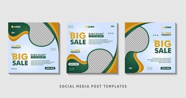 Set of editable square banner templates with photo collage. Suitable for Social Media Post and Online Advertising, Event, and etc. Vector Illustration.