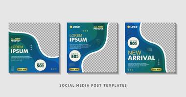 Set of editable square banner templates with photo collage. Suitable for Social Media Post and Online Advertising, Event, and etc. Vector Illustration.