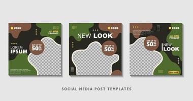 Set of editable square banner templates with photo collage. Suitable for Social Media Post and Online Advertising, Event, and etc. Vector Illustration.