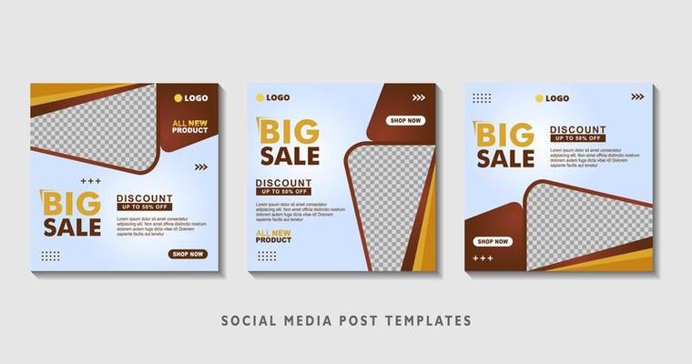 Set of editable square banner templates with photo collage. Suitable for Social Media Post and Online Advertising, Event, and etc. Vector Illustration.