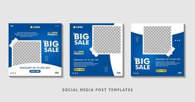 Set of editable square banner templates with photo collage. Suitable for Social Media Post and Online Advertising, Event, and etc. Vector Illustration.